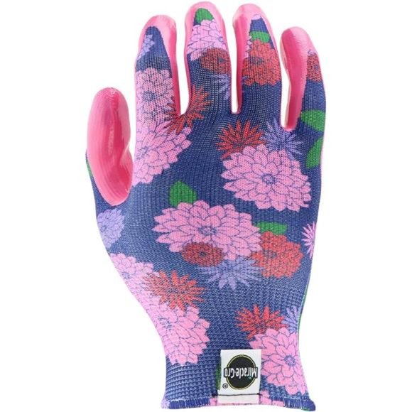 Miracle Gro Women's Nitrile Coated Grip Floral Pattern Gardening Work Gloves - Picture 3 of 7